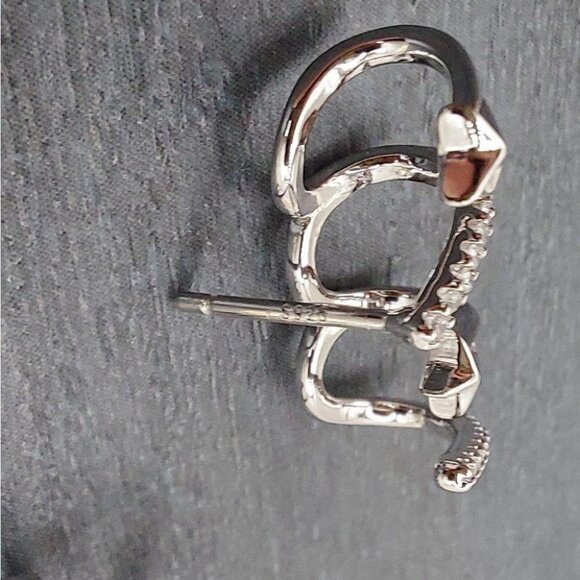 Platinum Plated Shooting Stars Earring Stud Cuff CZ - Picture 9 of 11